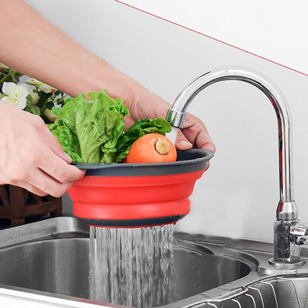 Collapsible Silicone Colander Fruit Vegetable Strainer