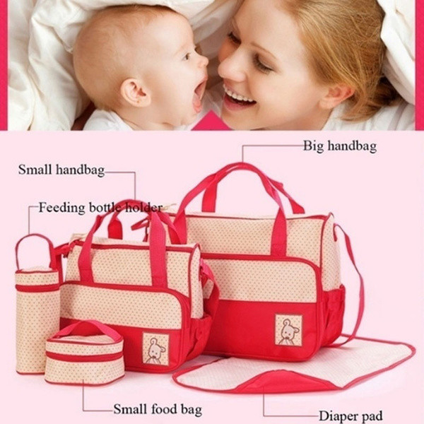 5Pcs Multifunctional Baby Diaper Bag