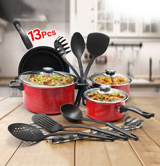 Olympia 13 PCs Non-Stick Cookware Set