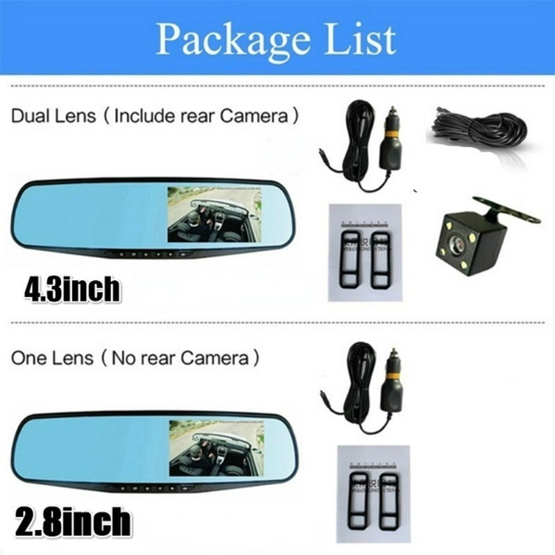 Car DVR Rearview Mirror Driving Video Recorder Dual Lens Dash Camera 1080P IPS Front and Rear Camera Dash Cam