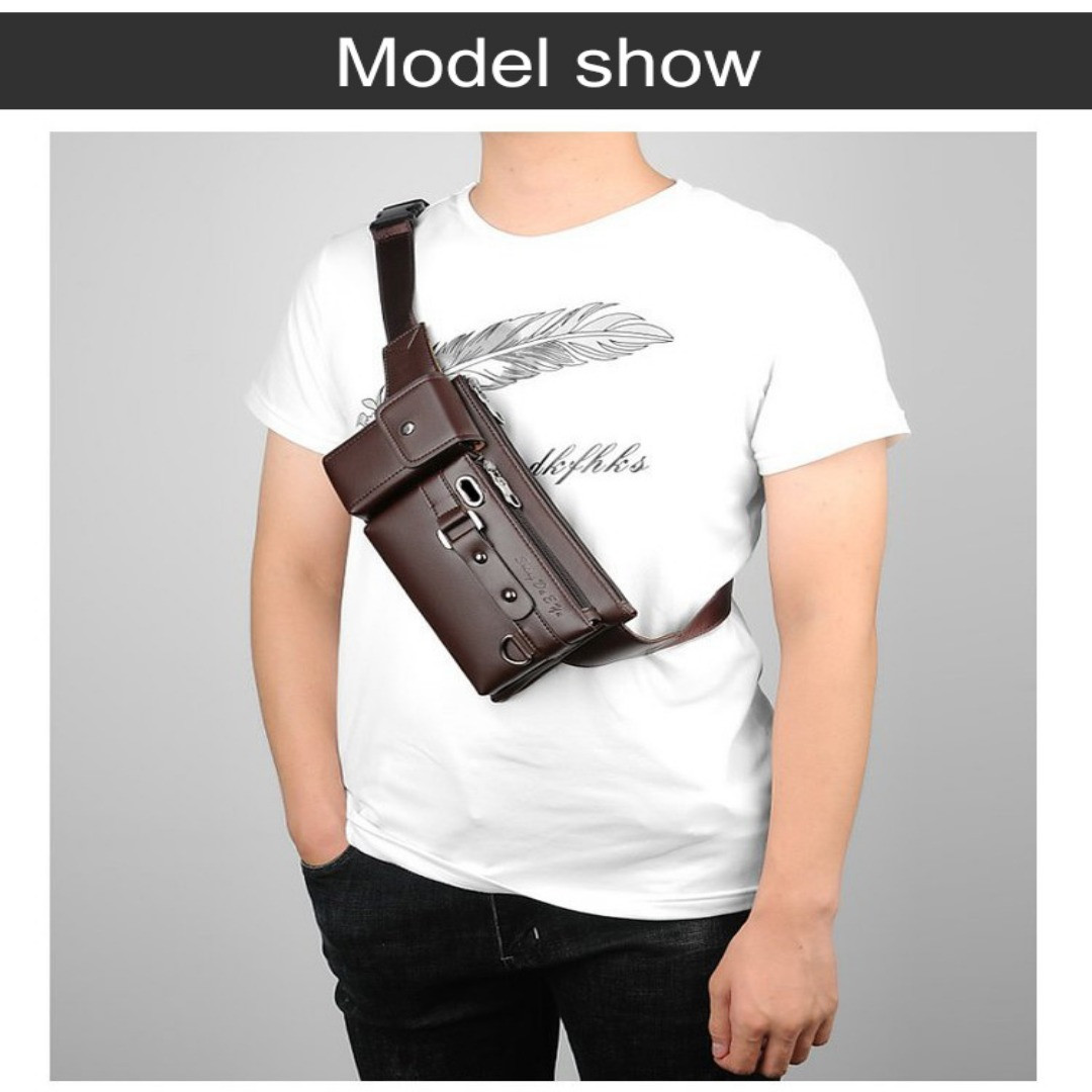 Men Leather Chest Bag