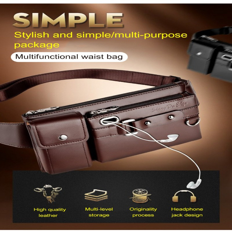 Men Leather Chest Bag