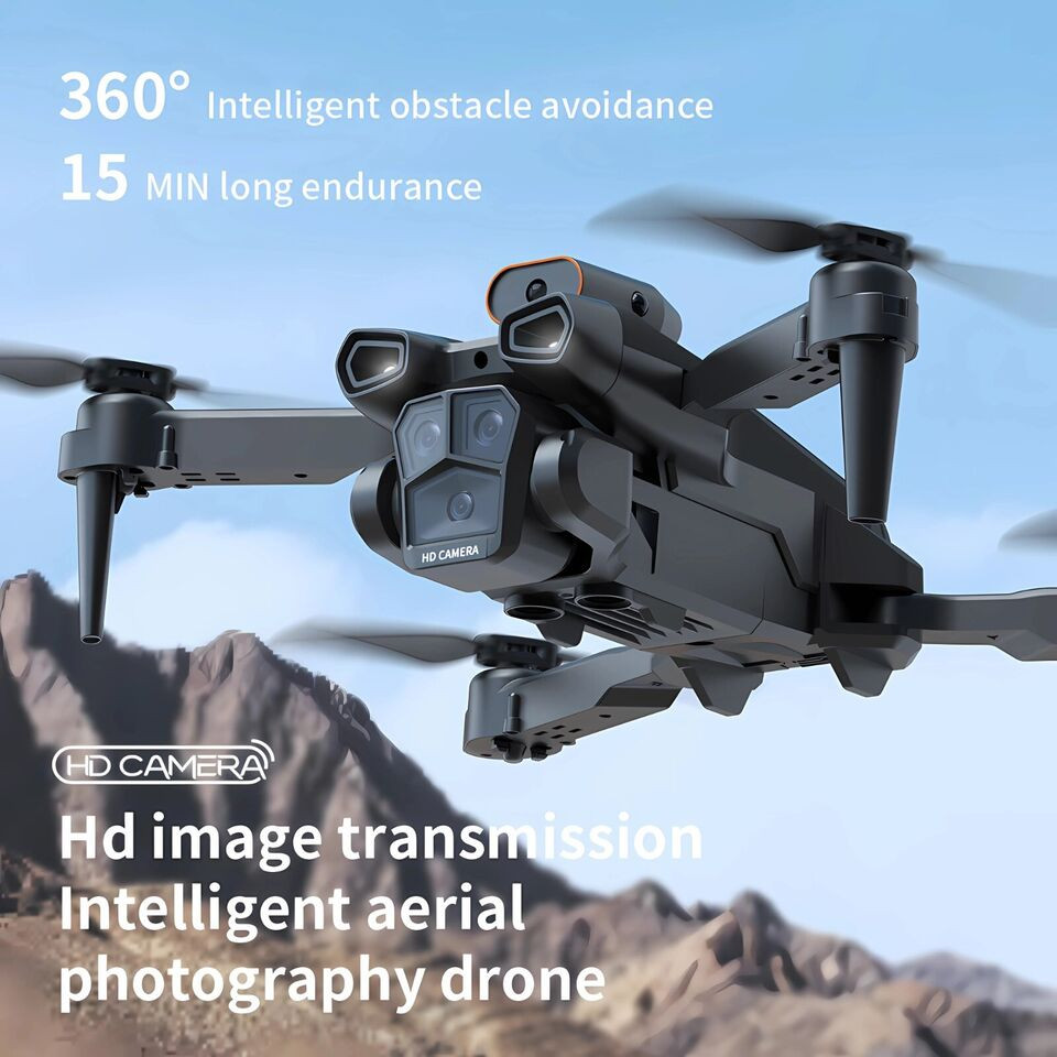 New H12  Drone 4K Professinal Three Camera Wide Angle Optical Flow Localization Four-way Obstacle Avoidance RC Quadcopter