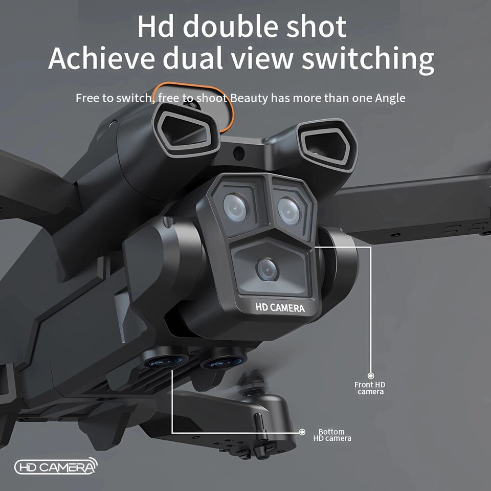New H12  Drone 4K Professinal Three Camera Wide Angle Optical Flow Localization Four-way Obstacle Avoidance RC Quadcopter